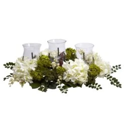 Snowball Hydrangea Triple Candle Holder
