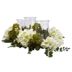 Snowball Hydrangea Triple Candle Holder -Artificial Trees Store artificial snowball hydrangea triple candelabrum nearly natural 149937