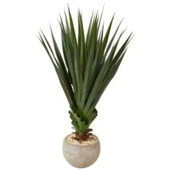 Spiked Agave In Sand Colored Bowl (Indoor/Outdoor)