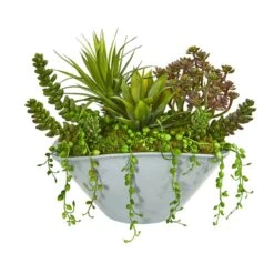 Succulent Garden Artificial Plant In Green Vase