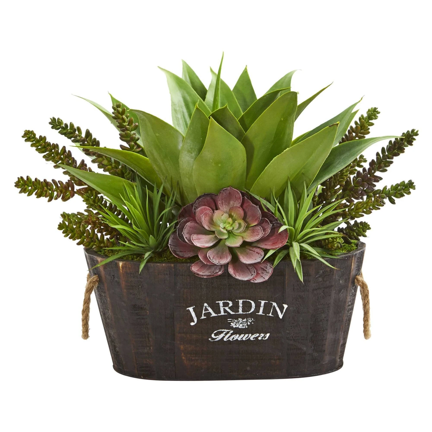 Succulent Garden In Wood Planter 1 Succulent Garden In Wood Planter