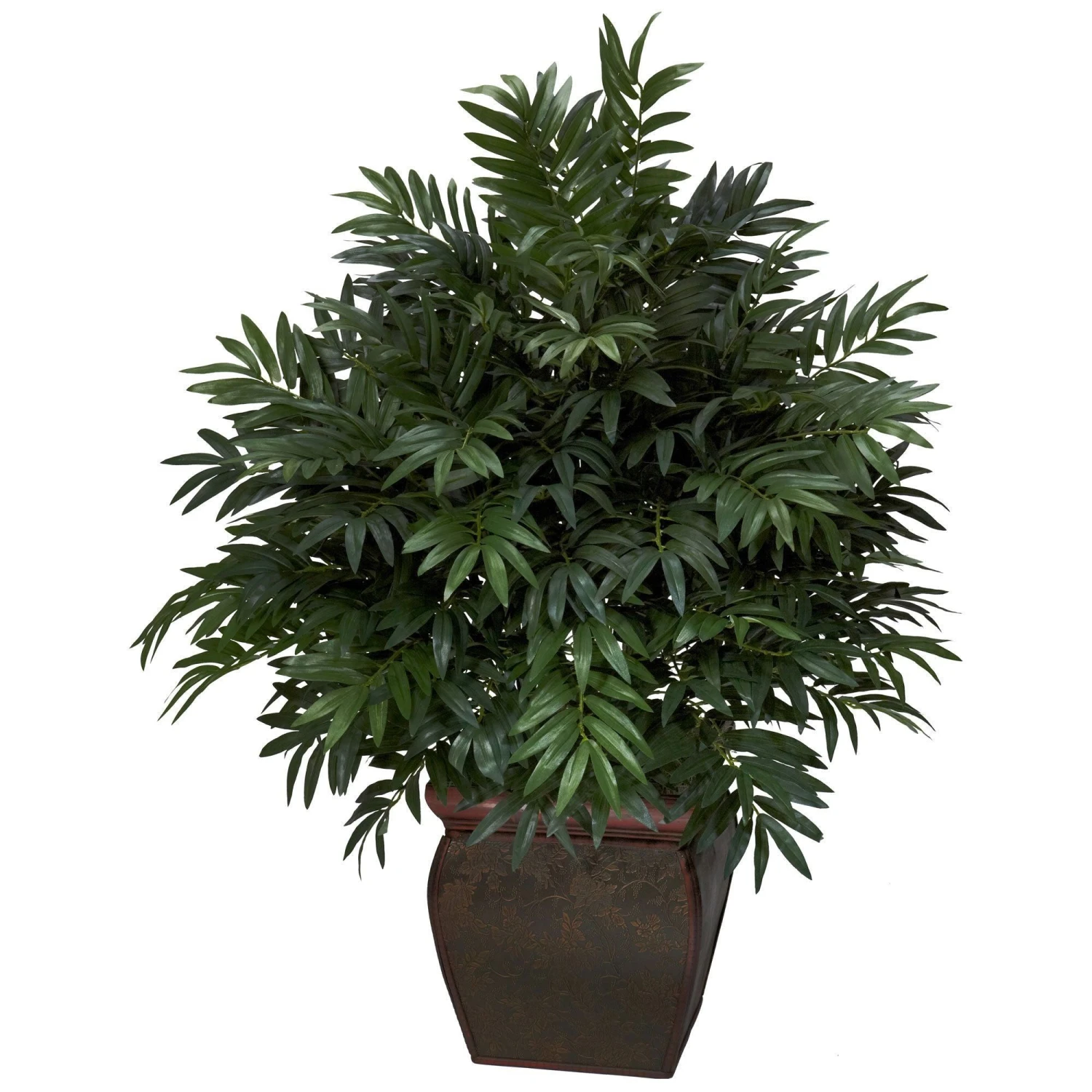 Triple Bamboo Palm W/Decorative Planter Silk Plant 1 Triple Bamboo Palm W/Decorative Planter Silk Plant