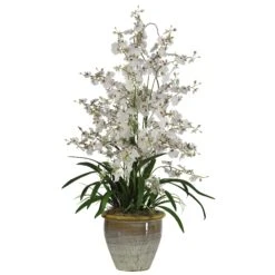 Triple Dancing Lady Silk Flower Arrangement -Artificial Trees Store artificial triple dancing lady silk flower arrangement nearly natural white 473769