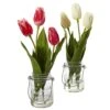 Tulip Artificial Arrangement In Jar (set Of 2)